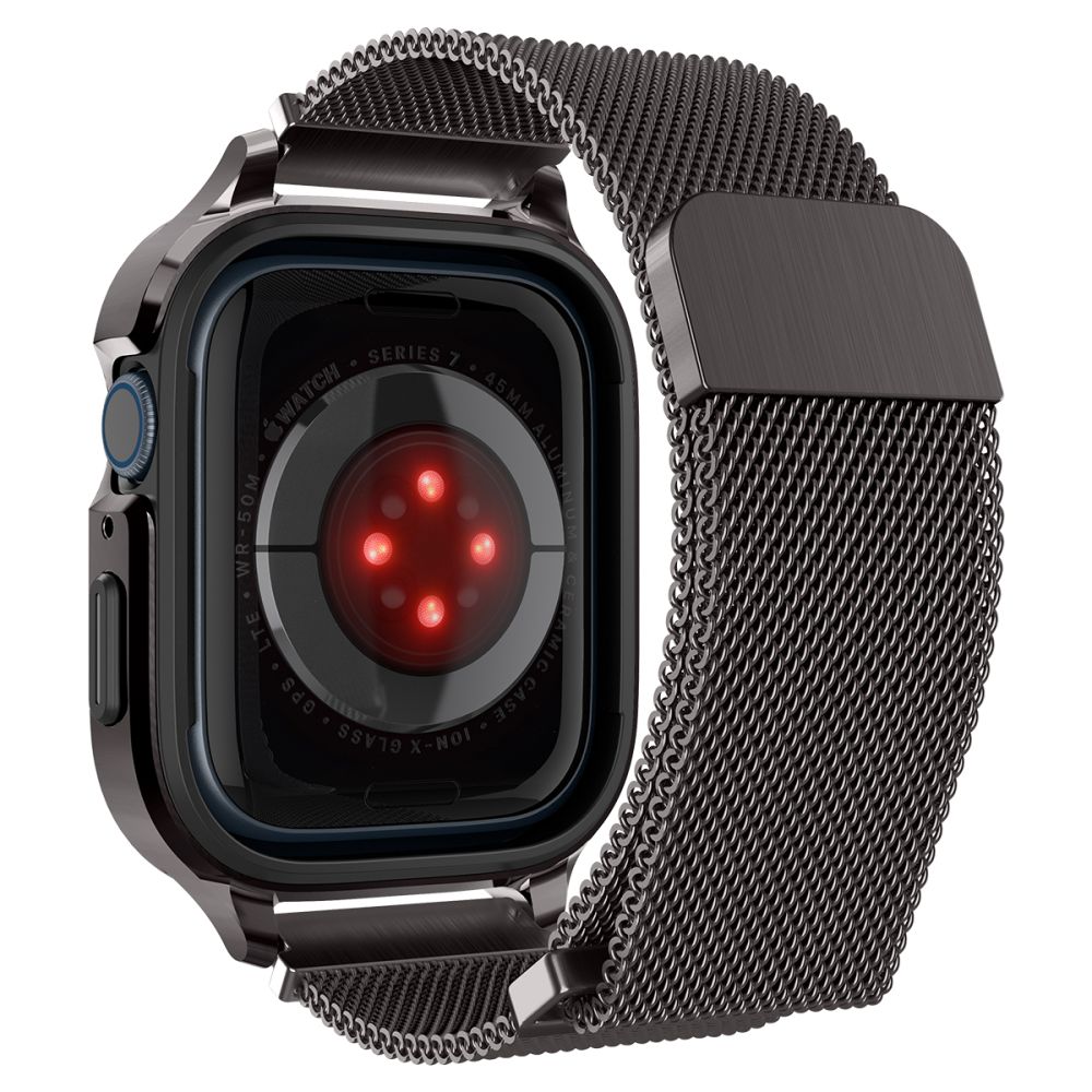 Spigen Spigen Apple Watch 44/45 mm Skal/Armband Metal Fit 'Pro' Grafit - Teknikhallen.se