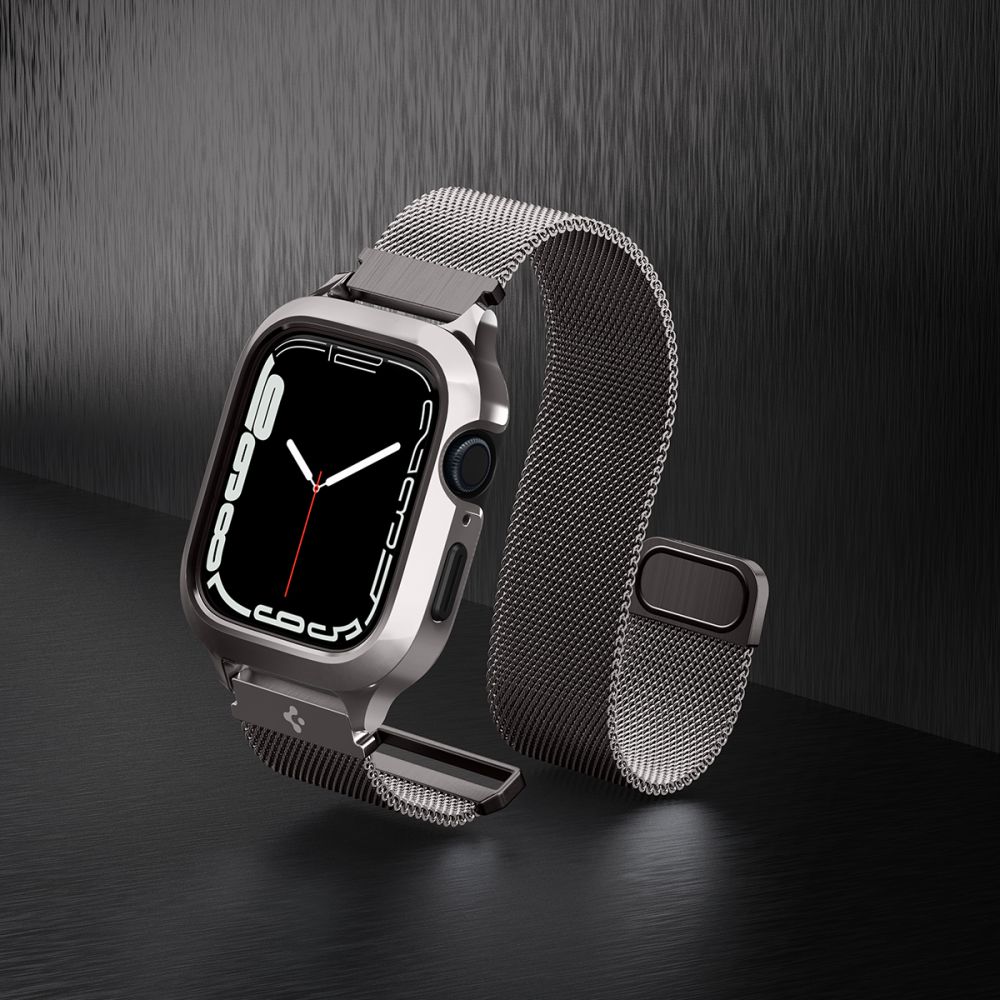 Spigen Spigen Apple Watch 44/45 mm Skal/Armband Metal Fit 'Pro' Grafit - Teknikhallen.se