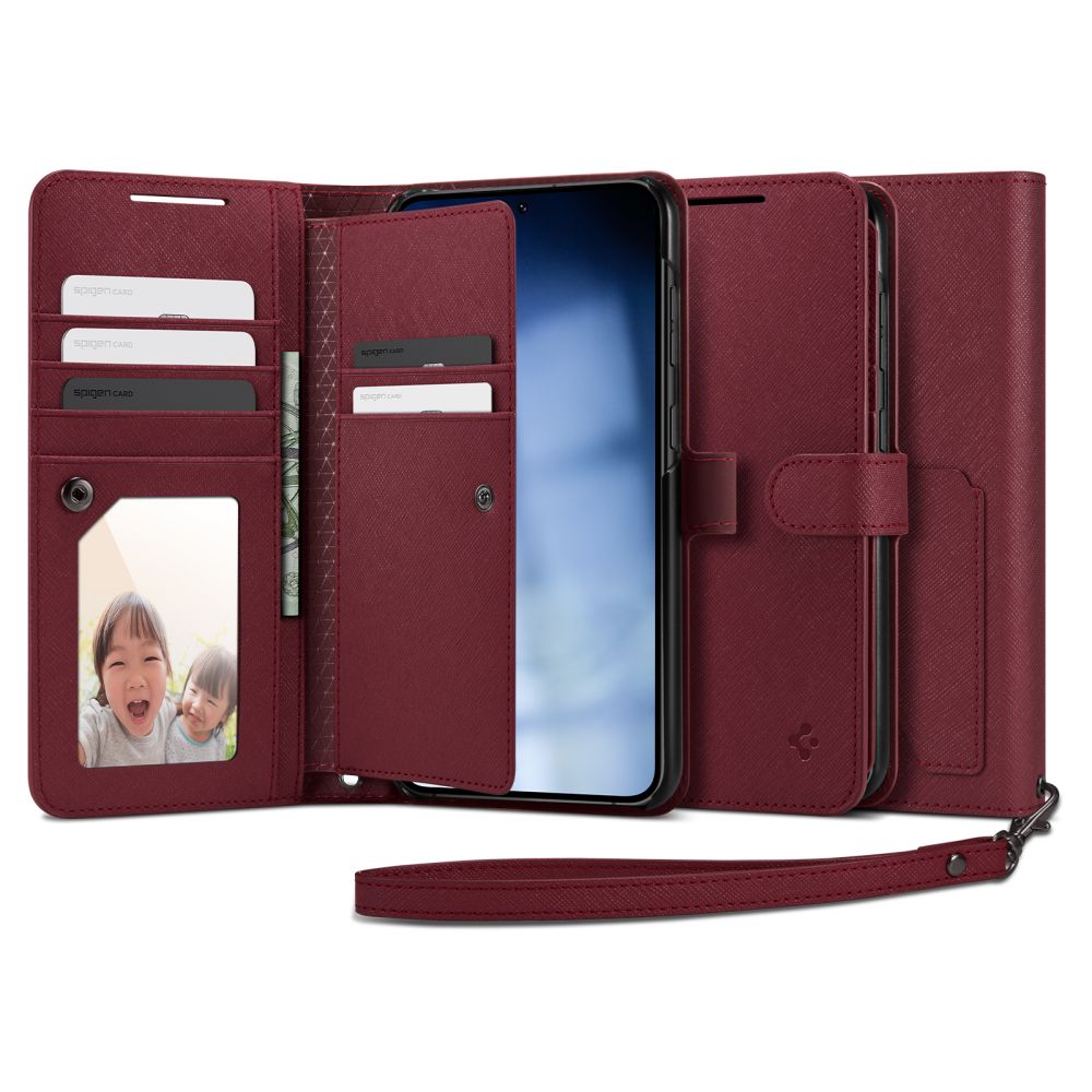 Spigen Spigen Galaxy S23 Plus Fodral Wallet 'S' Plus Burgundy - Teknikhallen.se