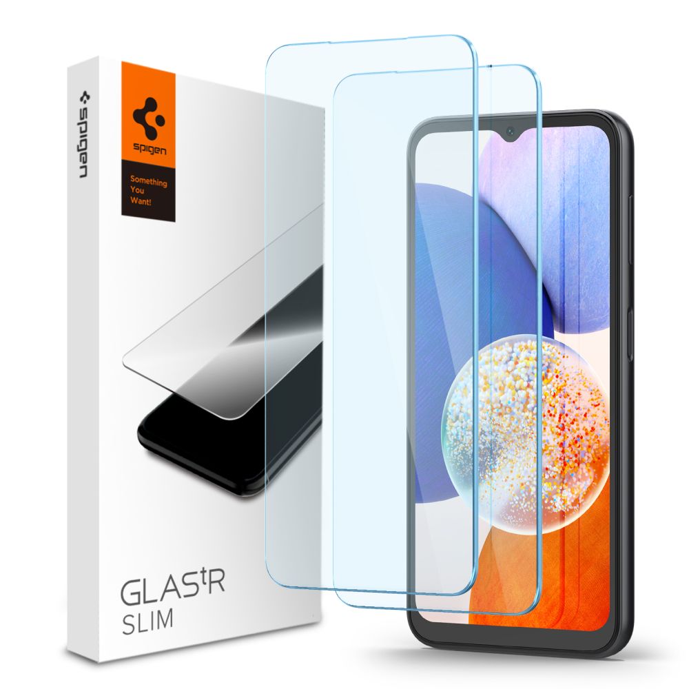 Spigen Spigen Galaxy A14 4G/5G 2-PACK Skärmskydd Glas.tR Slim - Teknikhallen.se