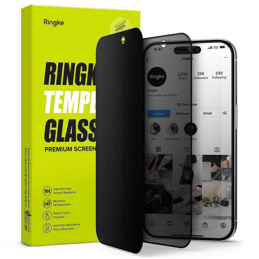 Ringke Ringke iPhone 15 Pro Skrmskydd Hrdat Glas Privacy - Teknikhallen.se