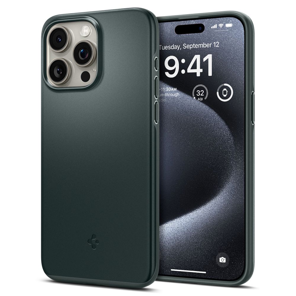 Spigen Spigen iPhone 15 Pro Skal Thin Fit Abyss Green - Teknikhallen.se
