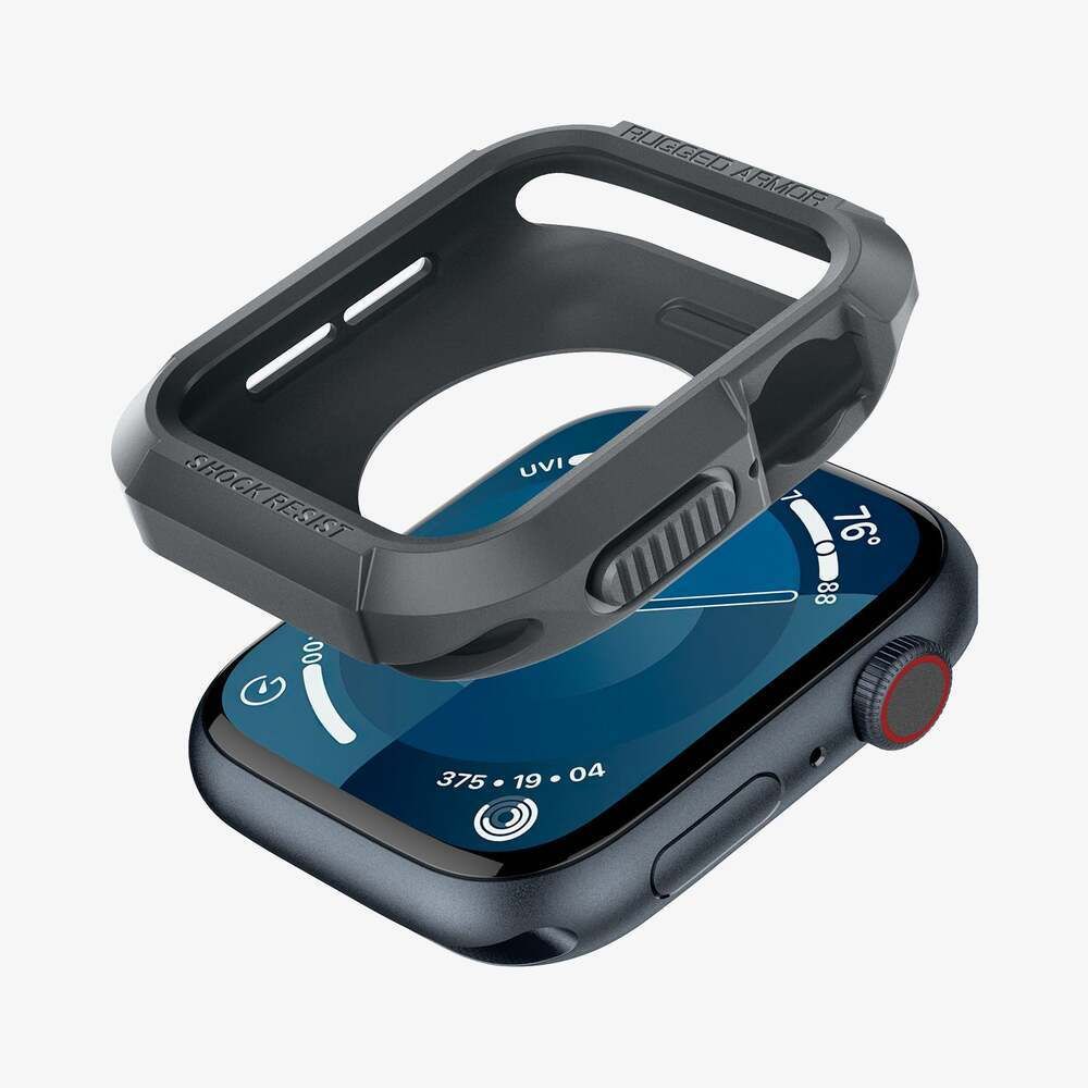 Spigen Spigen Apple Watch 44/45 mm Skal Rugged Armor Mörk Grå - Teknikhallen.se