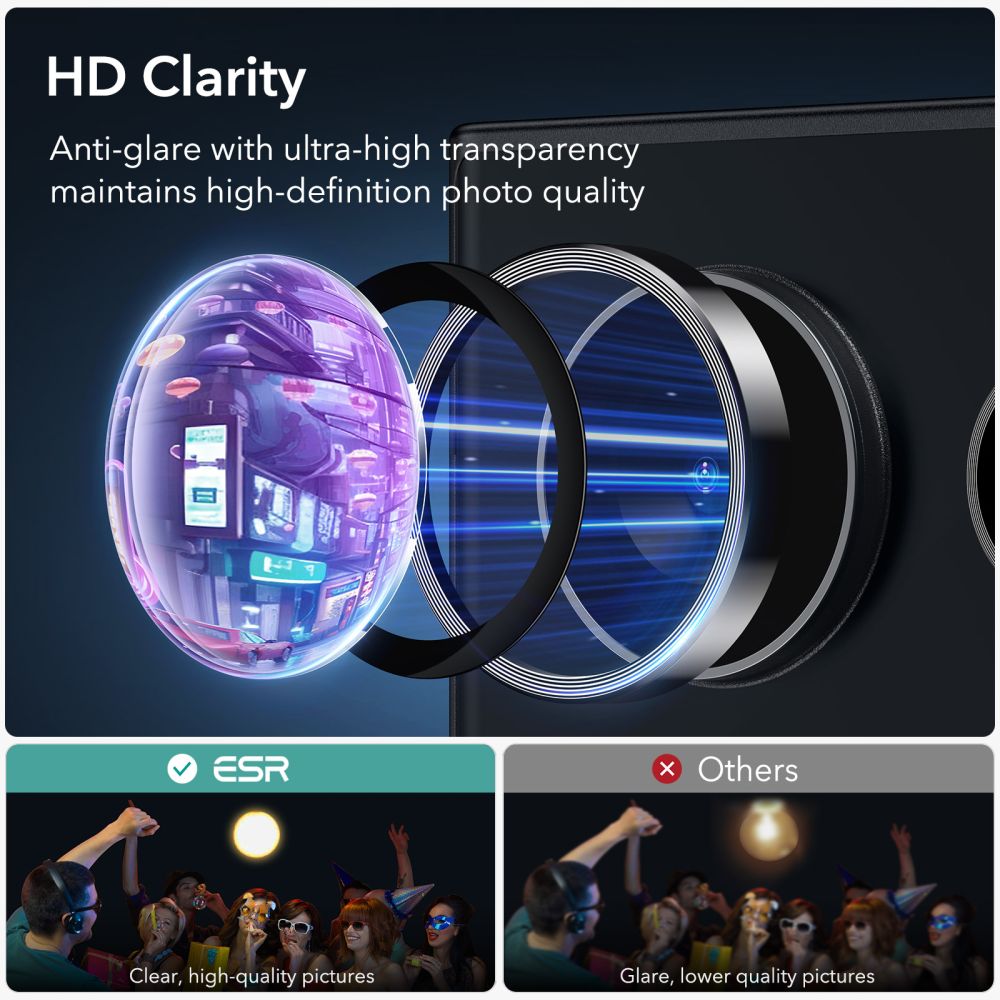 ESR ESR Galaxy S24 Ultra Linsskydd Härdat Glas Svart - Teknikhallen.se