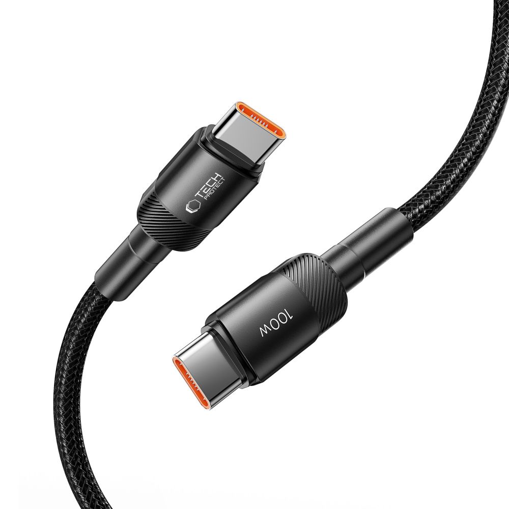 Tech-Protect 100W/5A 25cm PD USB-C - USB-C Kabel UltraBoost Evo Svart - Teknikhallen.se