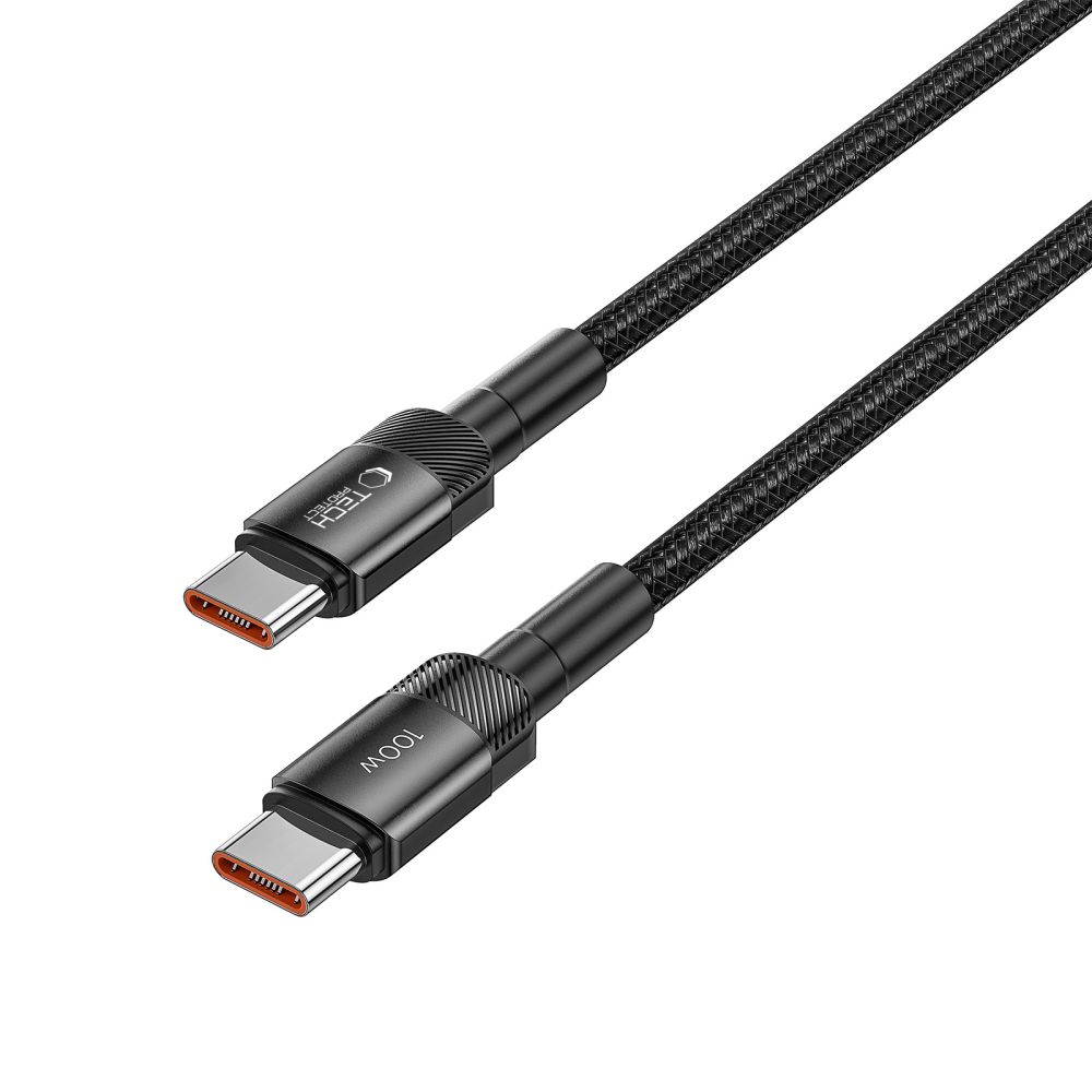 Tech-Protect 100W/5A 1m PD USB-C - USB-C Kabel UltraBoost Evo Svart - Teknikhallen.se