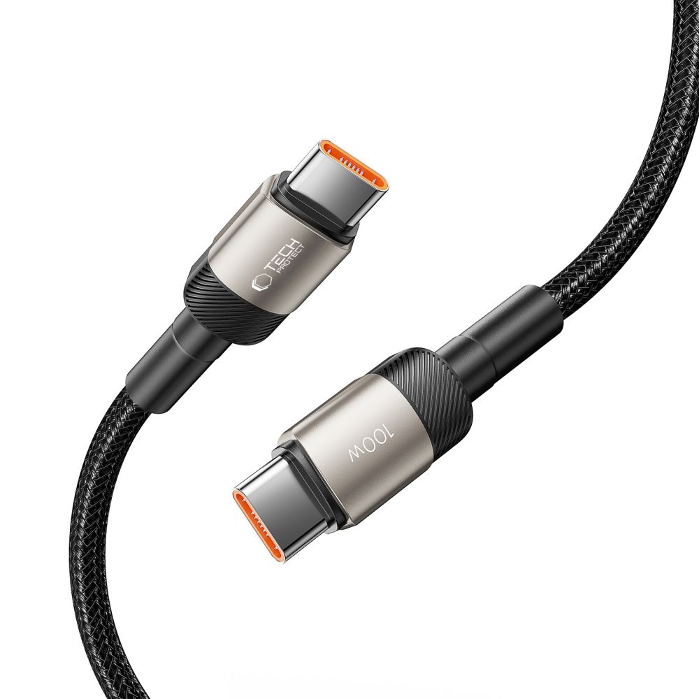 Tech-Protect 100W/5A 1m PD USB-C - USB-C Kabel UltraBoost Evo Titanium - Teknikhallen.se