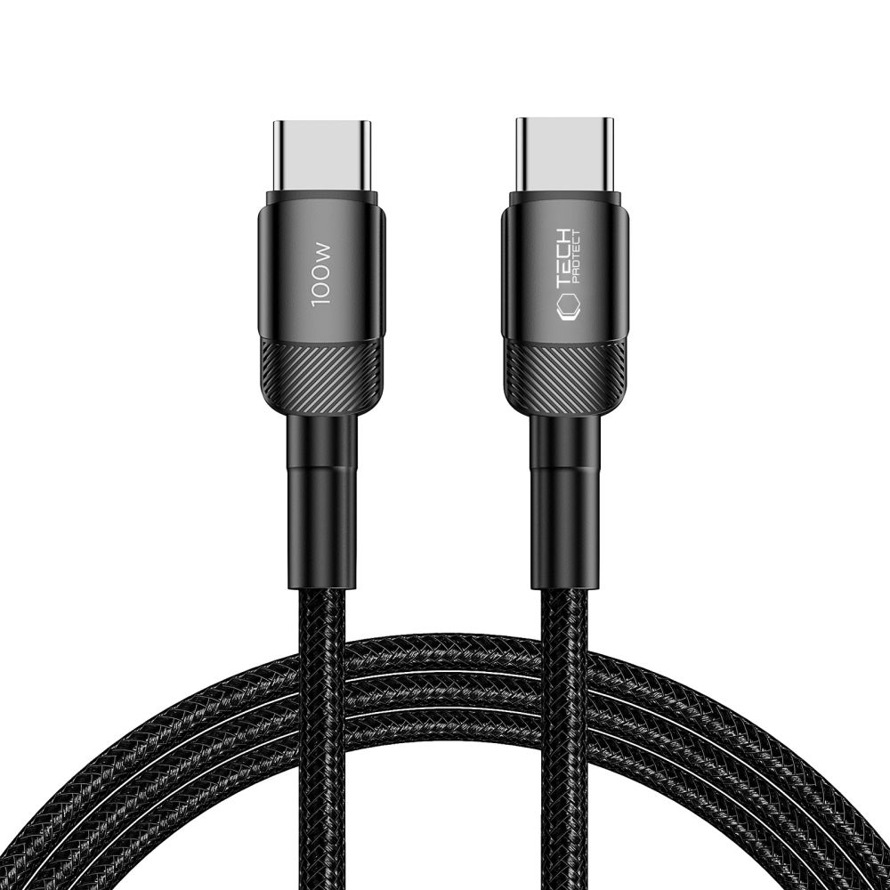 Tech-Protect 100W/5A 2m PD USB-C - USB-C Kabel UltraBoost Evo Svart - Teknikhallen.se