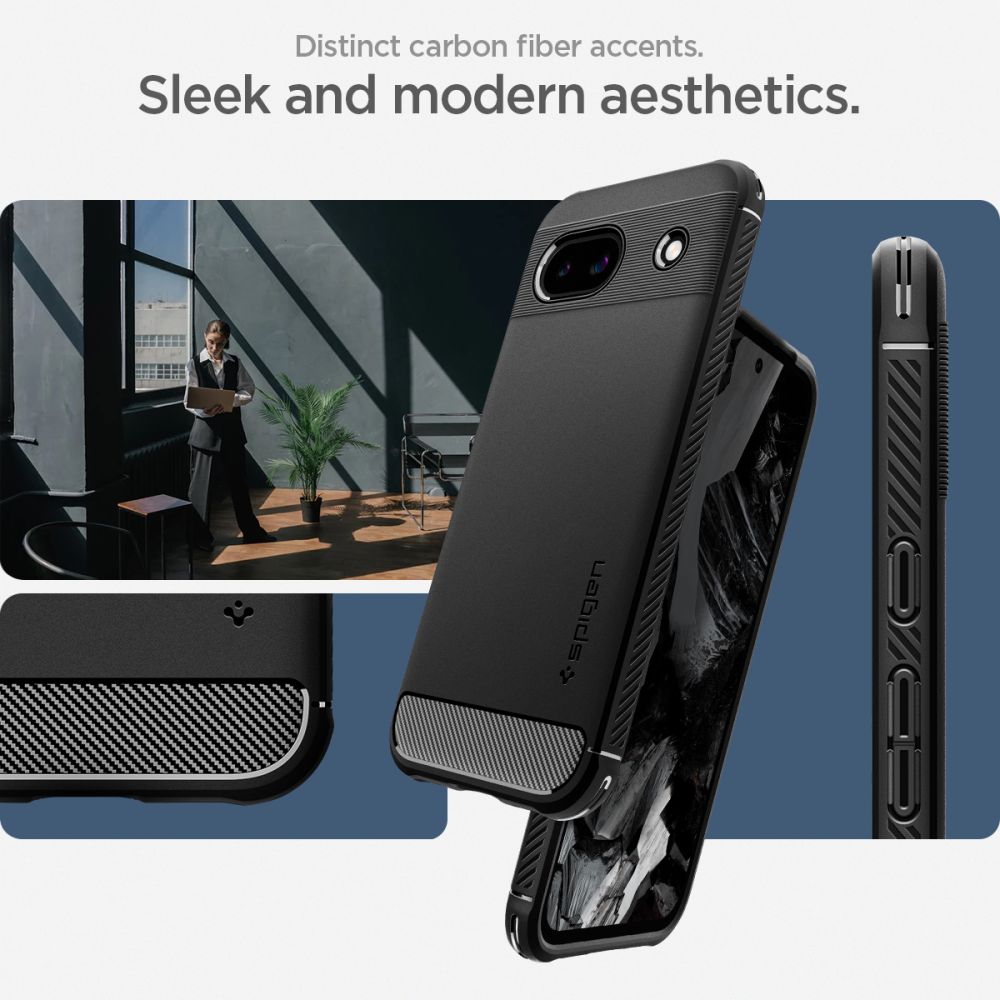 Spigen Spigen Google Pixel 8a Skal Rugged Armor Matt Svart - Teknikhallen.se