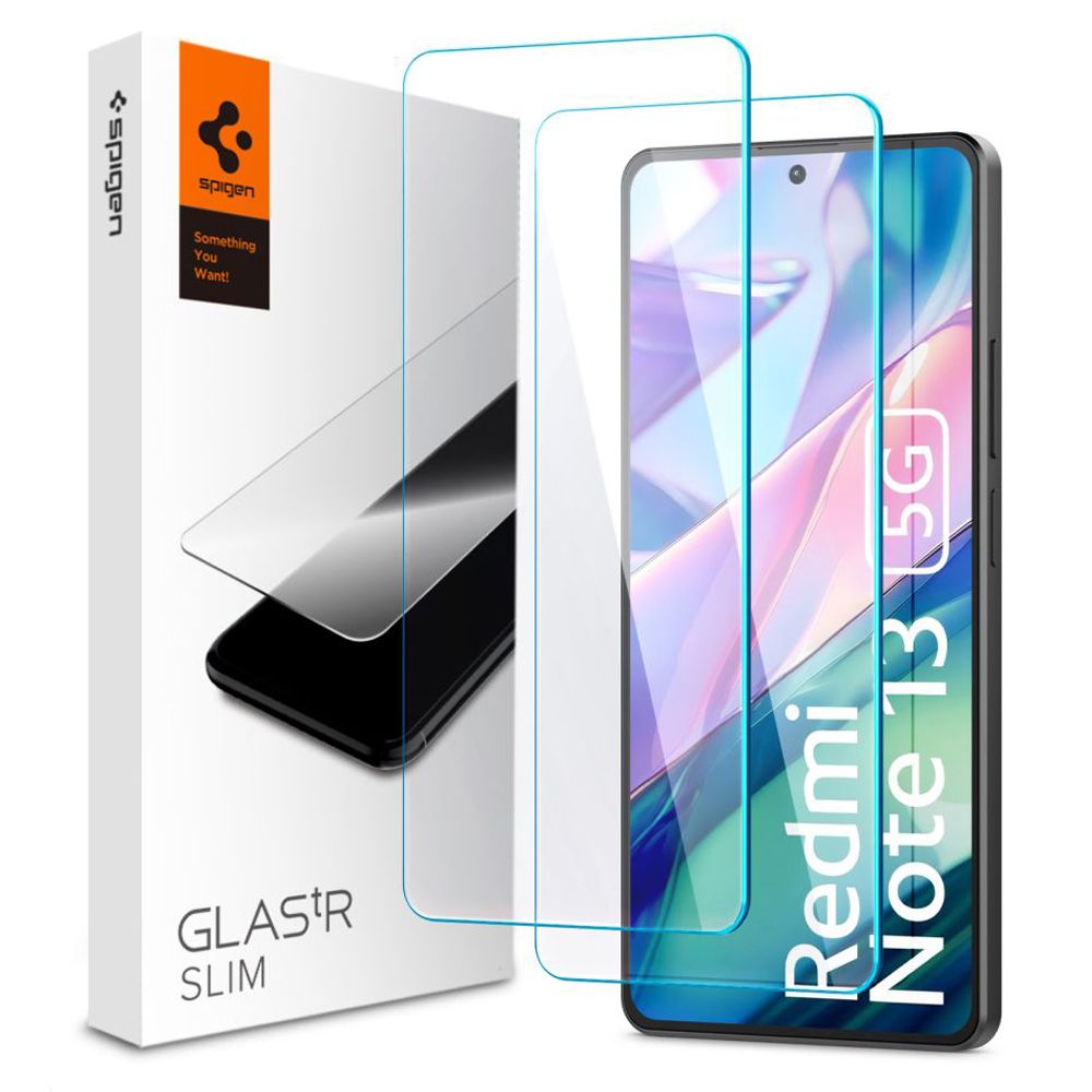 Spigen Spigen Xiaomi Redmi Note 13 5G 2-PACK Skärmskydd Glas.tR Slim - Teknikhallen.se