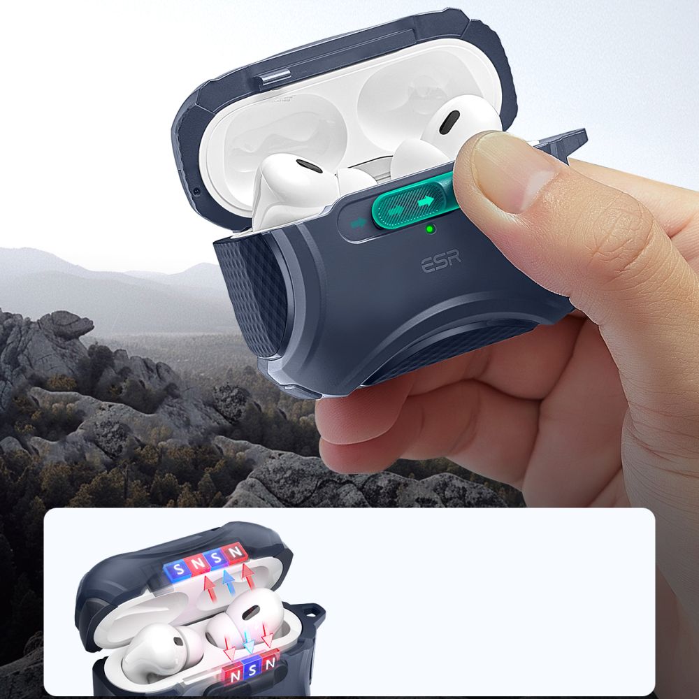 ESR ESR Apple AirPods Pro 1/2 Skal MagSafe Cyber FlickLock HaloLock Blå - Teknikhallen.se