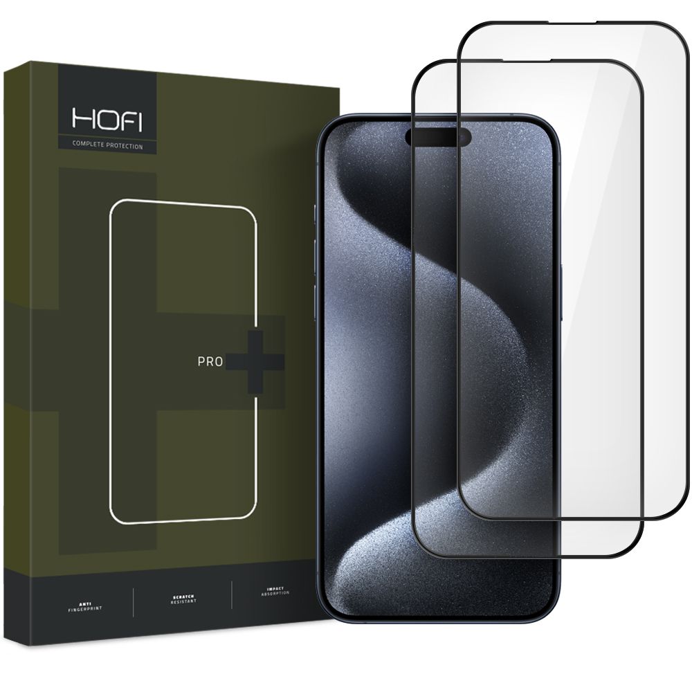 HOFI HOFI iPhone 16 Pro 2-PACK Skrmskydd Pro+ Heltckande Svart - Teknikhallen.se