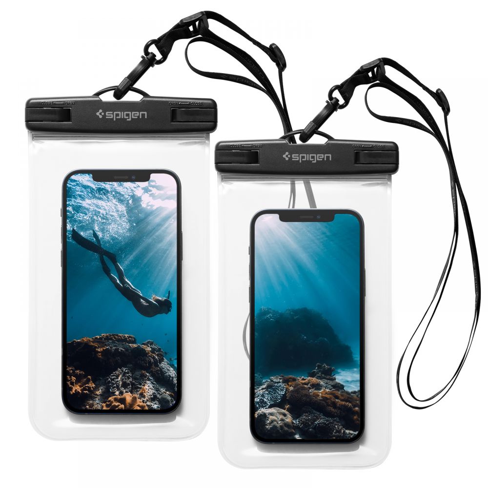 Spigen Spigen 2-PACK Universal Vattentät Påse / Mobilväska Transparent - Teknikhallen.se