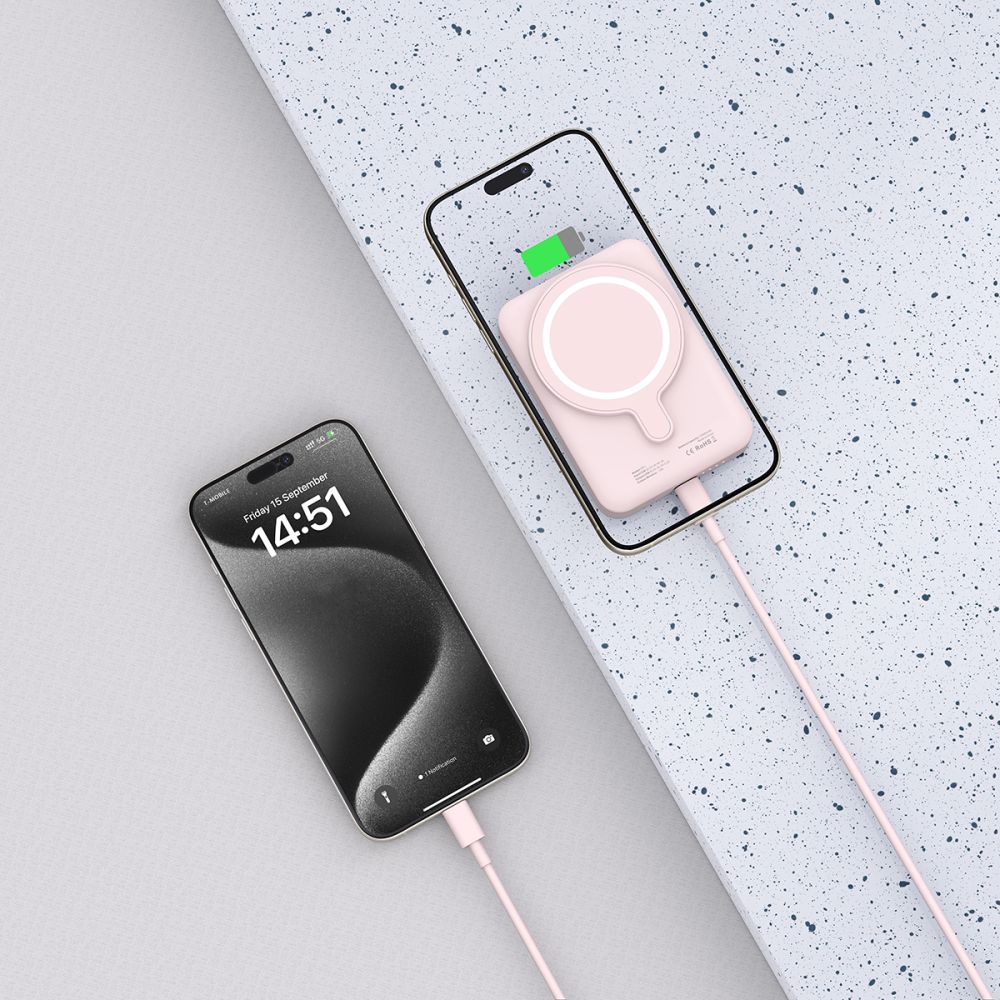 Tech-Protect Tech-Protect 10000 mAh MagSafe Powerbank LifeMag Rosa - Teknikhallen.se