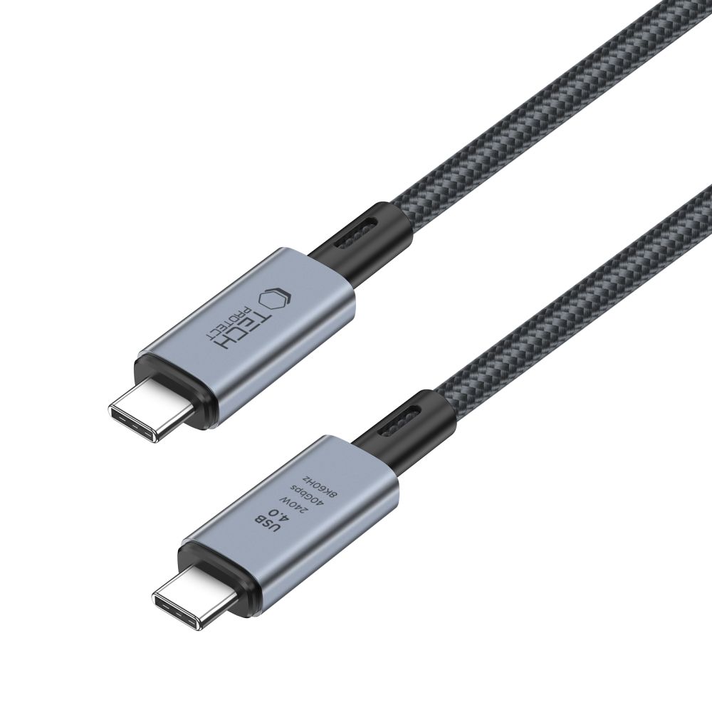 Tech-Protect Tech-Protect 1 m 240W PD 8K USB-C/USB-C Kabel UltraBoost Grå - Teknikhallen.se