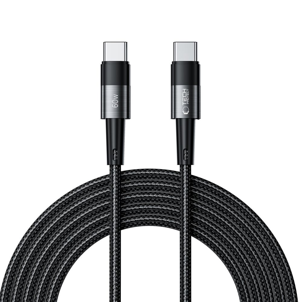 Tech-Protect Tech-Protect 3 m 60W/3A PD USB-C - USB-C Kabel UltraBoost Grå - Teknikhallen.se