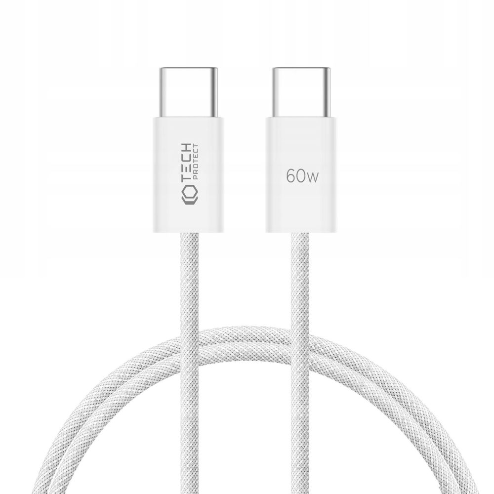 Tech-Protect Tech-Protect 1 m 60W/3A PD USB-C - USB-C Kabel UltraBoost Vit - Teknikhallen.se