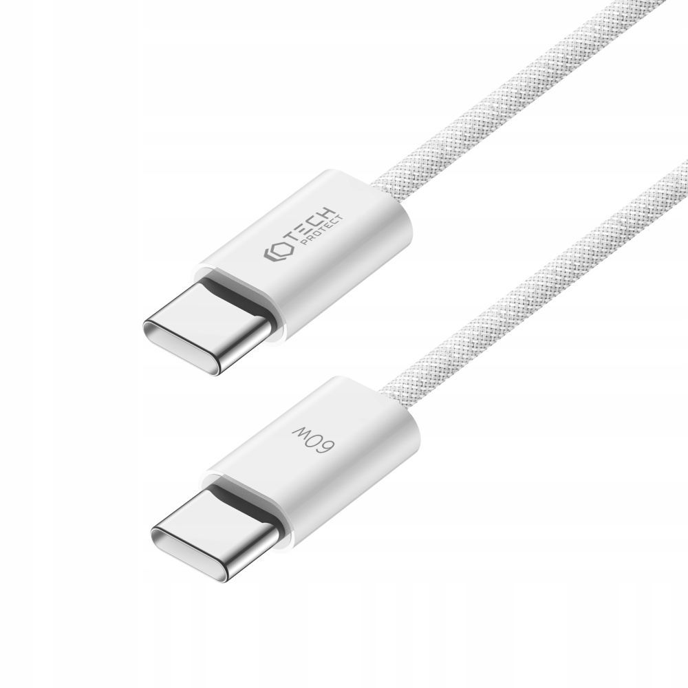 Tech-Protect Tech-Protect 1 m 60W/3A PD USB-C - USB-C Kabel UltraBoost Vit - Teknikhallen.se