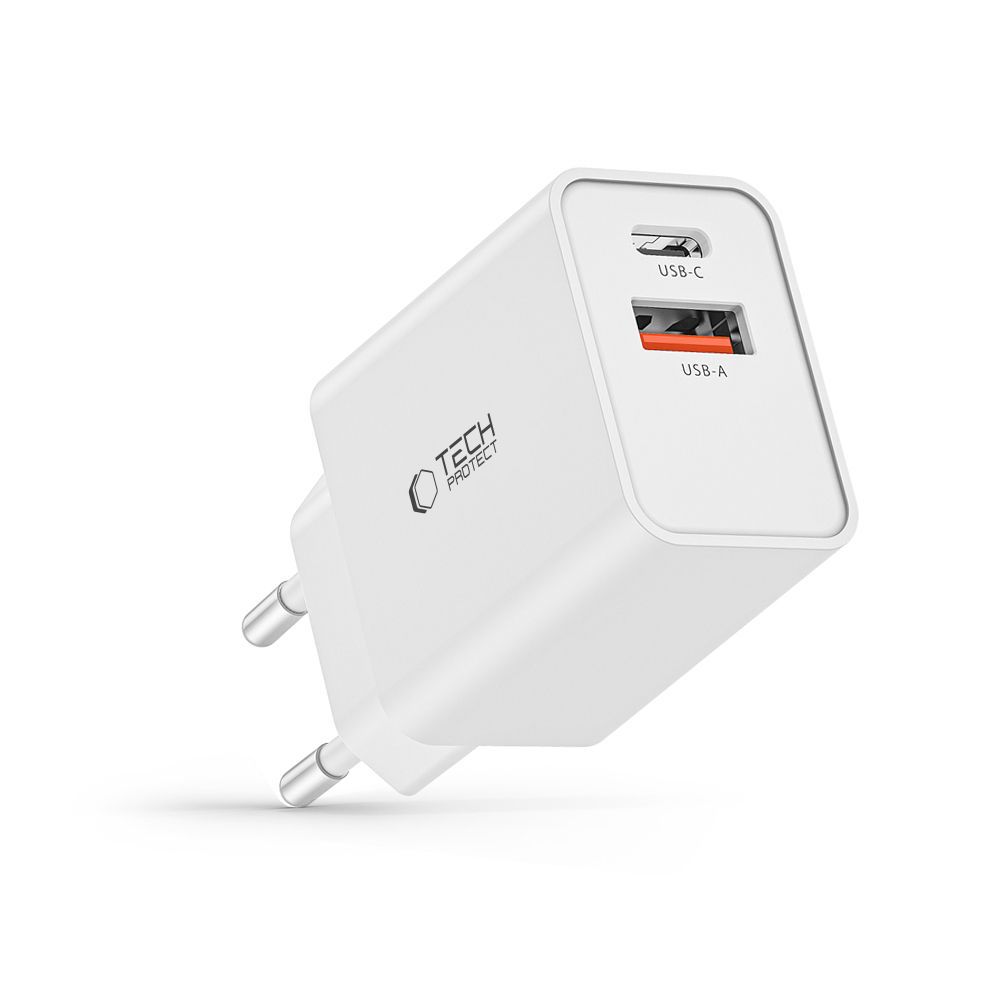 Tech-Protect Tech-Protect 30W PD QC 2x USB-C/USB-A Väggladdare Vit - Teknikhallen.se