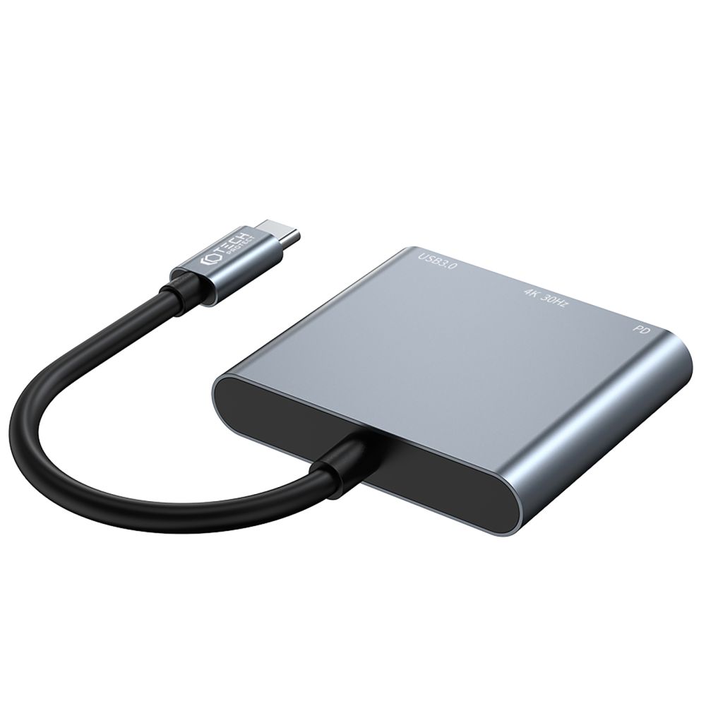 Tech-Protect Tech-Protet 3in1 USB-C Hub USB-A / HDMI / USB-C Grå - Teknikhallen.se