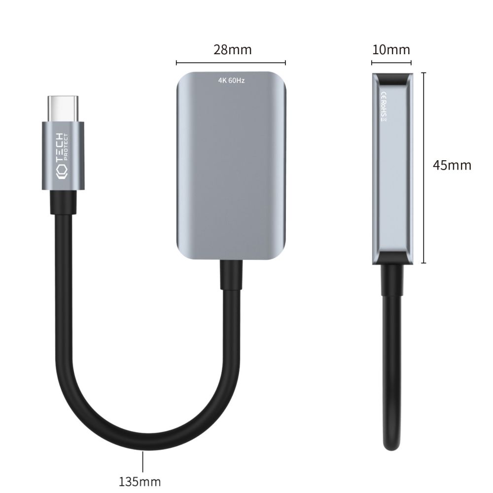 Tech-Protect Tech-Protect USB-C-HDMI 4K 60Hz Adapter UltraBoost Svart - Teknikhallen.se