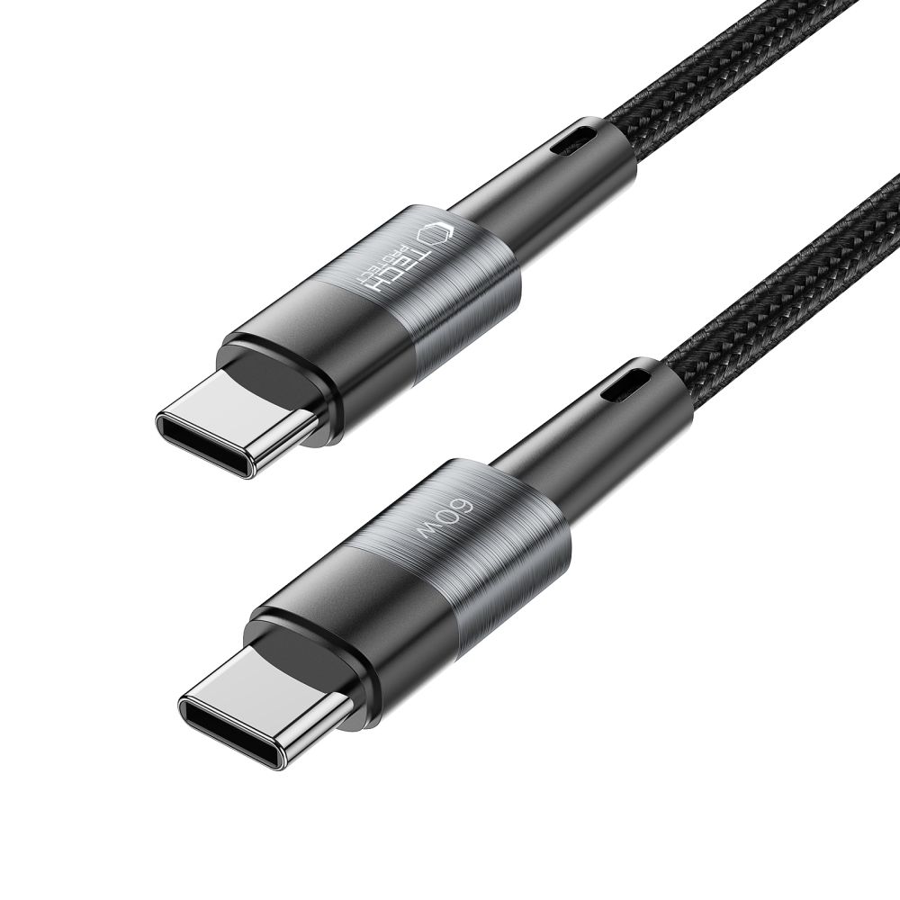 Tech-Protect Tech-Protect 2 m 60W/3A PD USB-C - USB-C Kabel UltraBoost Grå - Teknikhallen.se