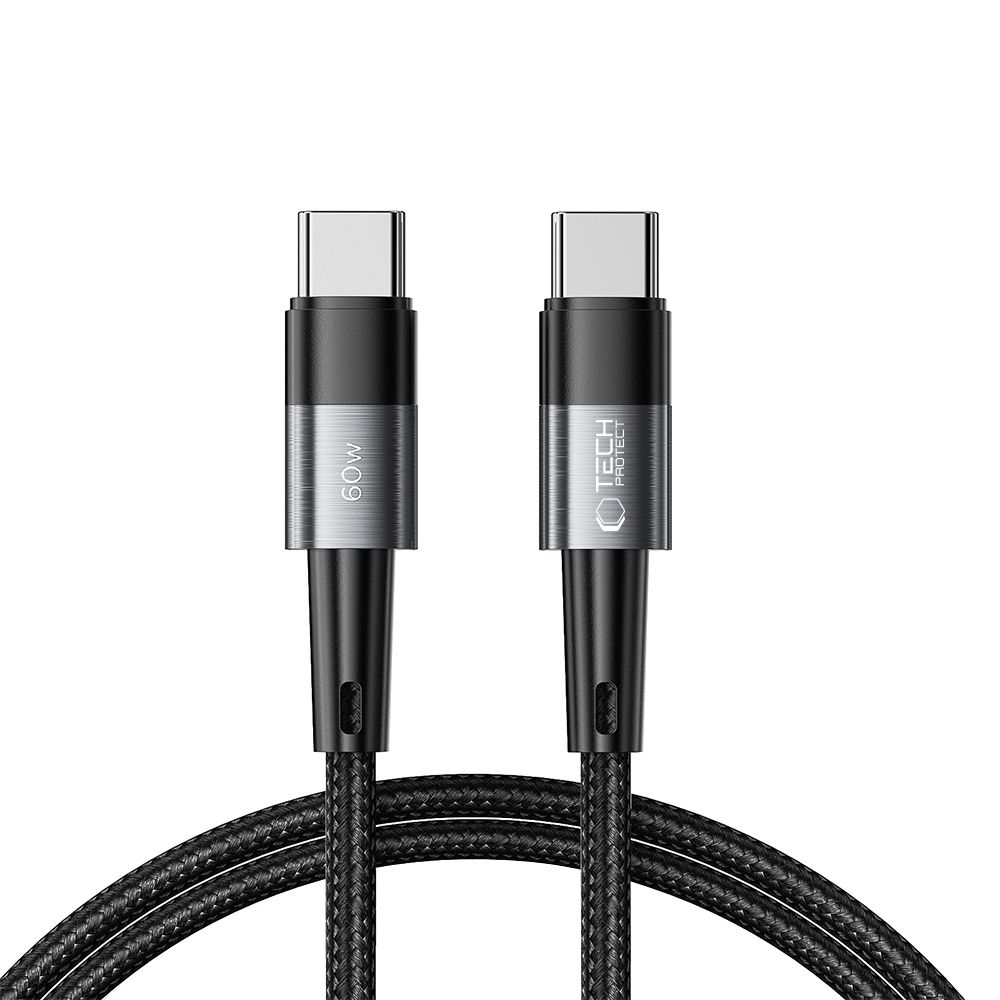 Tech-Protect Tech-Protect 1 m 60W/3A PD USB-C - USB-C Kabel UltraBoost Grå - Teknikhallen.se