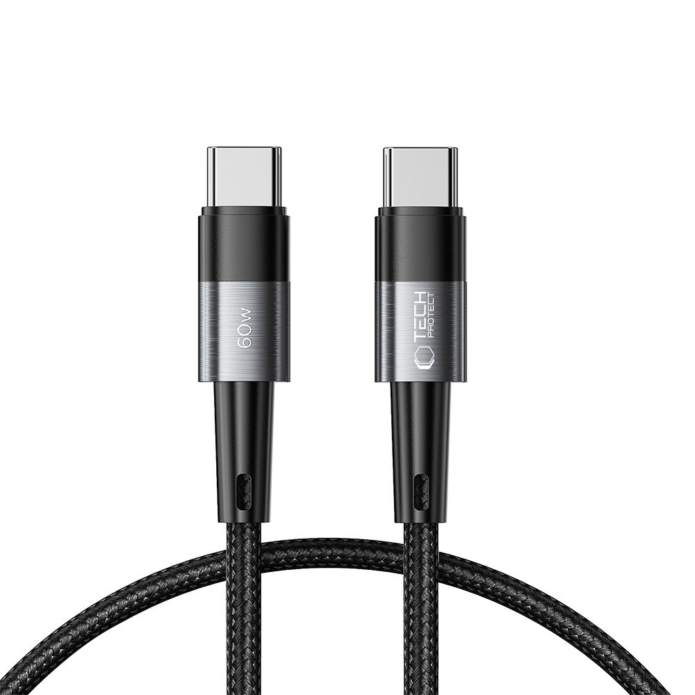 Tech-Protect Tech-Protect 0.25 m 60W/3A PD USB-C - USB-C Kabel UltraBoost Grå - Teknikhallen.se