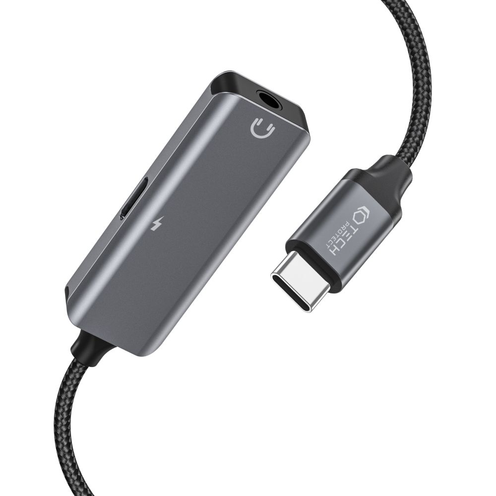 Tech-Protect Tech-Protect USC-C - 3.5 mm AUX/USB-C Adapter Svart - Teknikhallen.se