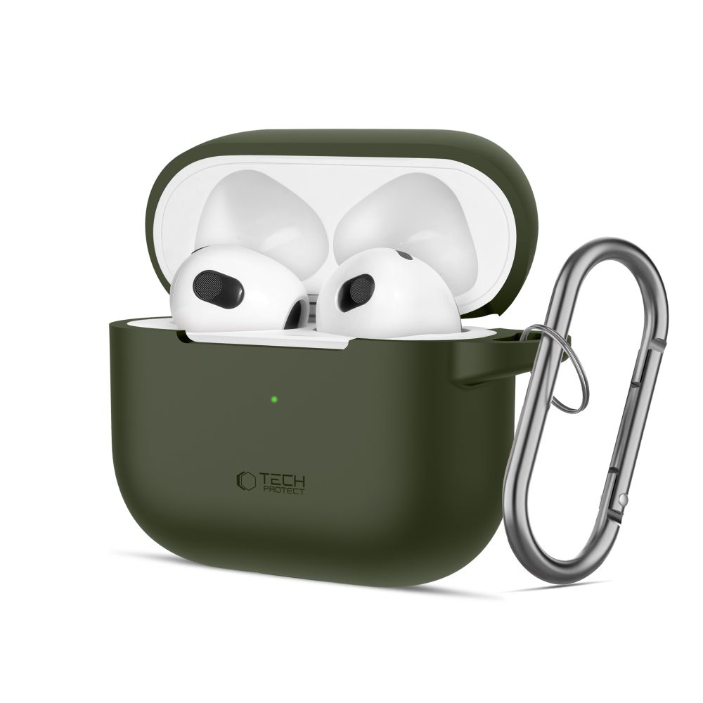 Tech-Protect Tech-Protect AirPods 3 Skal Silikon Hook Olive Green - Teknikhallen.se