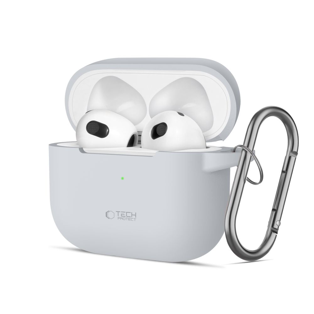 Tech-Protect Tech-Protect AirPods 3 Skal Silikon Hook Crayon Grey - Teknikhallen.se