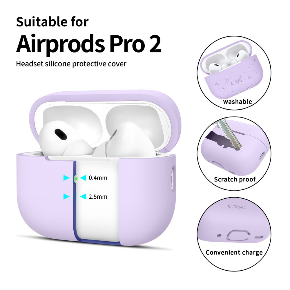 Tech-Protect Tech-Protect AirPods Pro 1/2 Skal Silikon Lavender - Teknikhallen.se