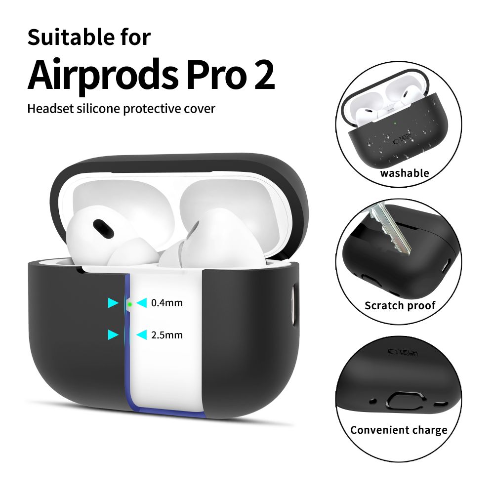 Tech-Protect Tech-Protect AirPods Pro 1/2 Skal Silikon Svart - Teknikhallen.se