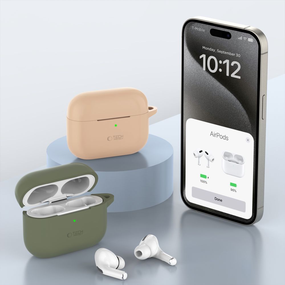 Tech-Protect Tech-Protect AirPods Pro 1/2 Skal Silikon Hook Olive Green - Teknikhallen.se