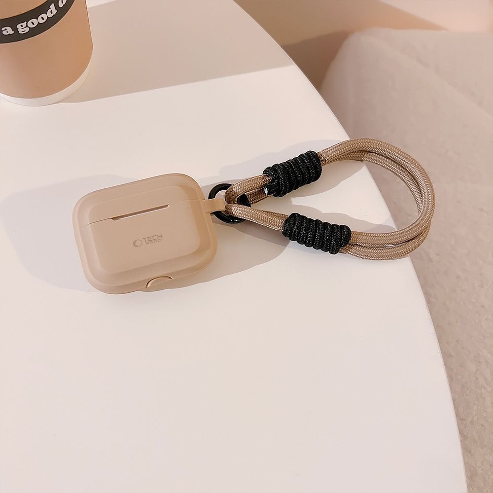 Tech-Protect Tech-Protect AirPods Pro 1/2 Skal Silikon Rope Caffe Latte - Teknikhallen.se