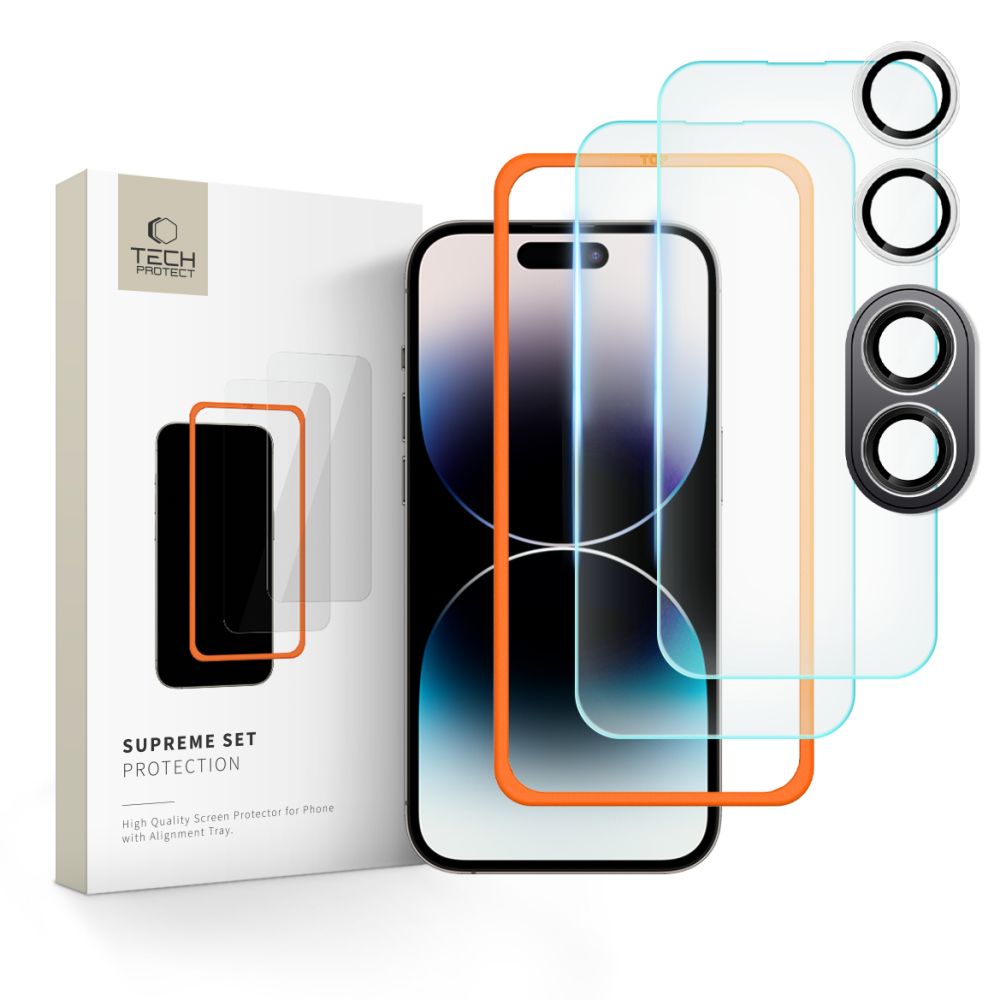 Tech-Protect Tech-Protect iPhone 16 3-PACK Skrmskydd/Linsskydd - Teknikhallen.se