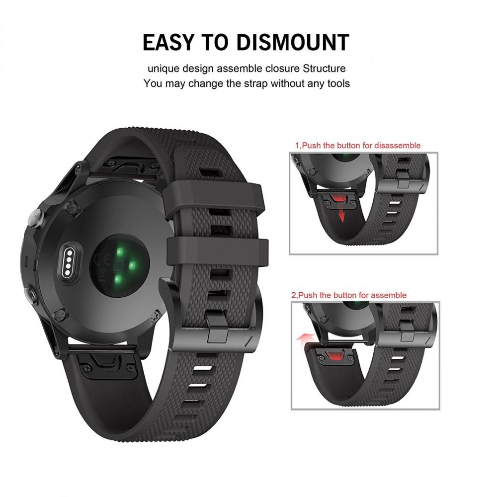 Tech-Protect Tech-Protect Garmin Fenix 26 mm Armband Smooth Svart - Teknikhallen.se