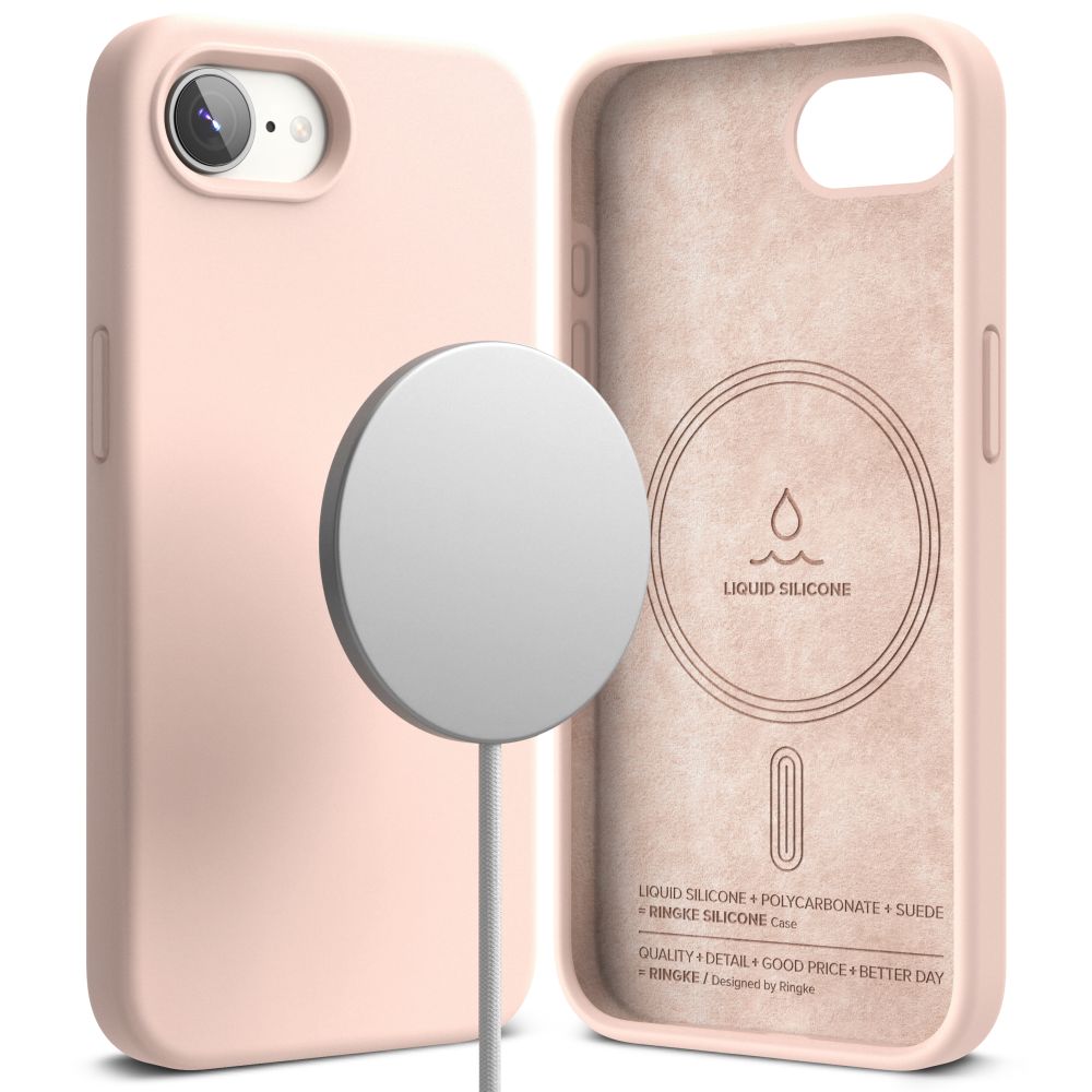 Ringke Ringke iPhone 16e Skal MagSafe Silikon Pink Sand - Teknikhallen.se
