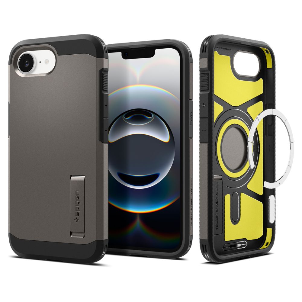Spigen Spigen iPhone 16e Skal MagSafe Tough Armor Gunmetal - Teknikhallen.se