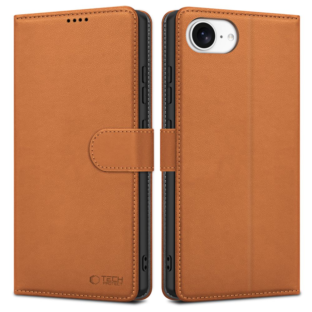 Tech-Protect Tech-Protect iPhone 16e Fodral Läder Saddle Brown - Teknikhallen.se