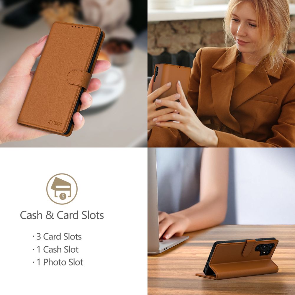 Tech-Protect Tech-Protect iPhone 16e Fodral Läder Saddle Brown - Teknikhallen.se