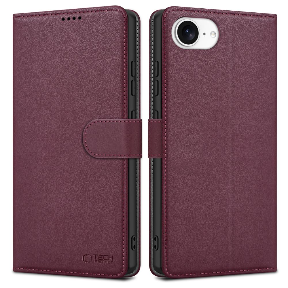 Tech-Protect Tech-Protect iPhone 16e Fodral Läder Mulberry - Teknikhallen.se