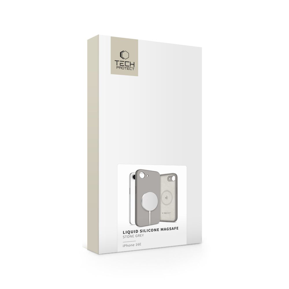 Tech-Protect Tech-Protect iPhone 16e Skal MagSafe Liquid Silicone Stone Grey - Teknikhallen.se