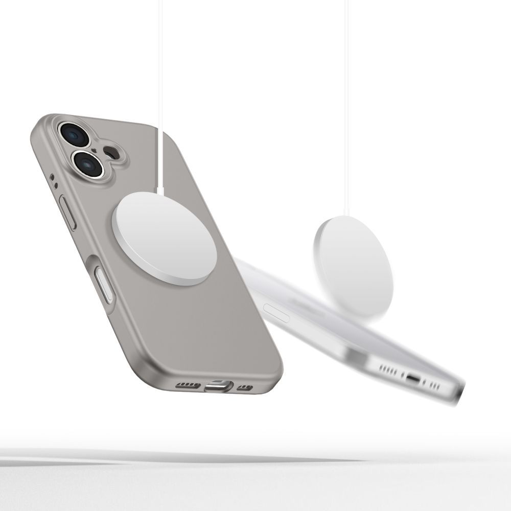 Tech-Protect Tech-Protect iPhone 16e Skal MagSafe Liquid Silicone Stone Grey - Teknikhallen.se