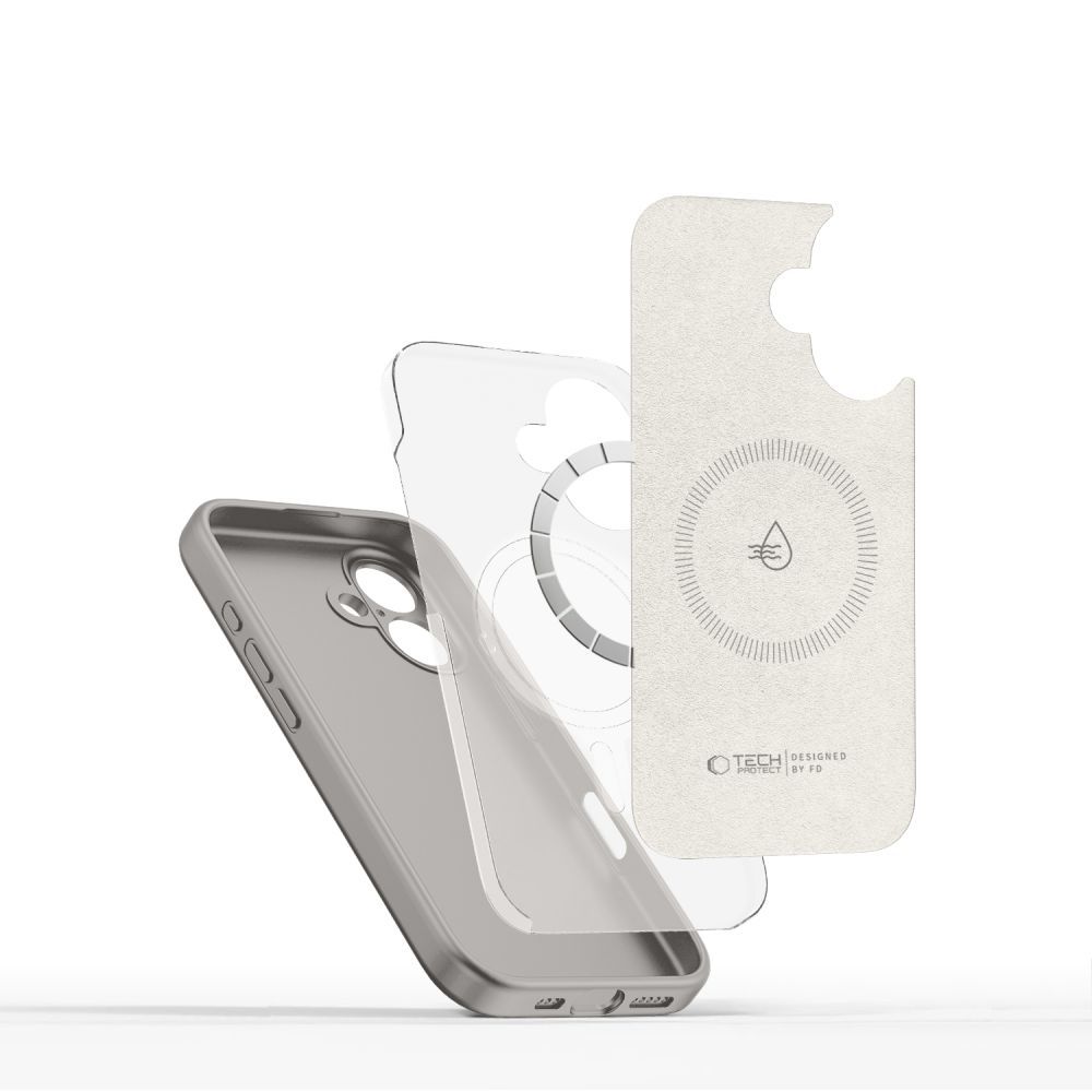 Tech-Protect Tech-Protect iPhone 16e Skal MagSafe Liquid Silicone Stone Grey - Teknikhallen.se