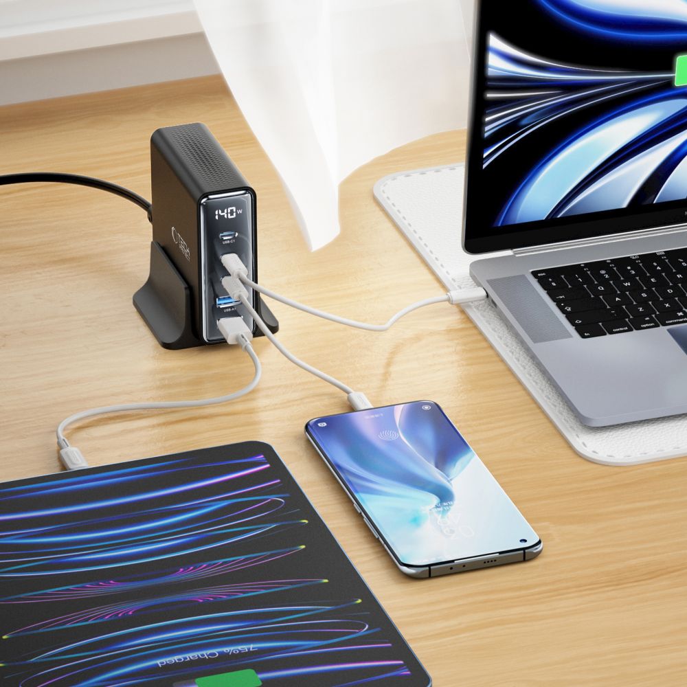 Tech-Protect Tech-Protect 140W Laddstation USB-C / USB-A Svart - Teknikhallen.se