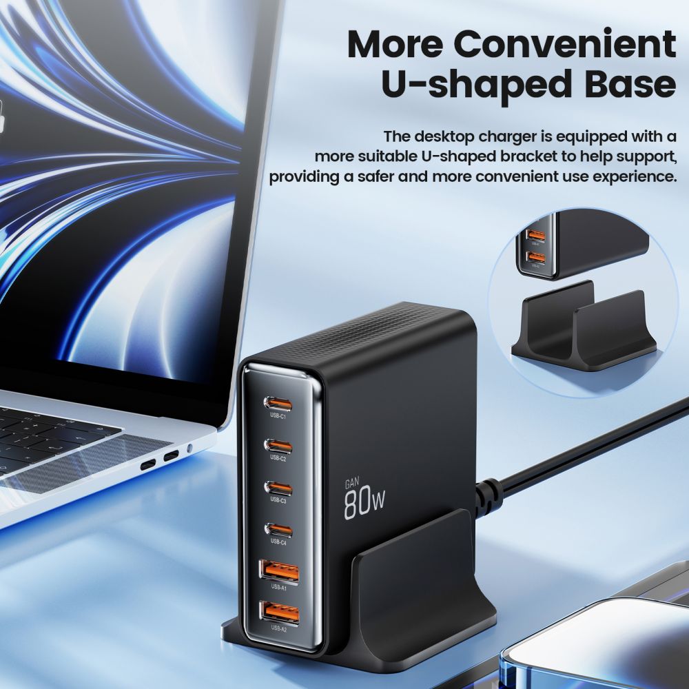 Tech-Protect Tech-Protect 80W Laddstation USB-C / USB-A Svart - Teknikhallen.se