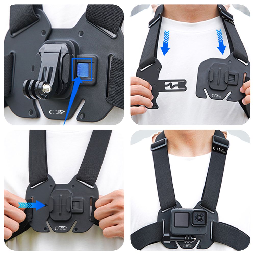 Tech-Protect Tech-Protect Bröstsele För GoPro / DJI Actionkamera Svart - Teknikhallen.se