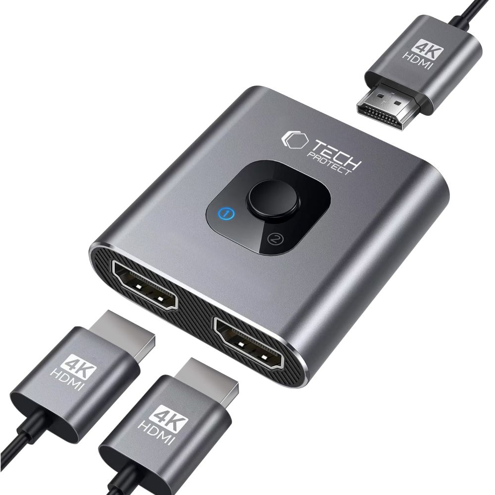 Tech-Protect Tech-Protect 2in1 4K 60Hz HDMI Adapter Grå - Teknikhallen.se