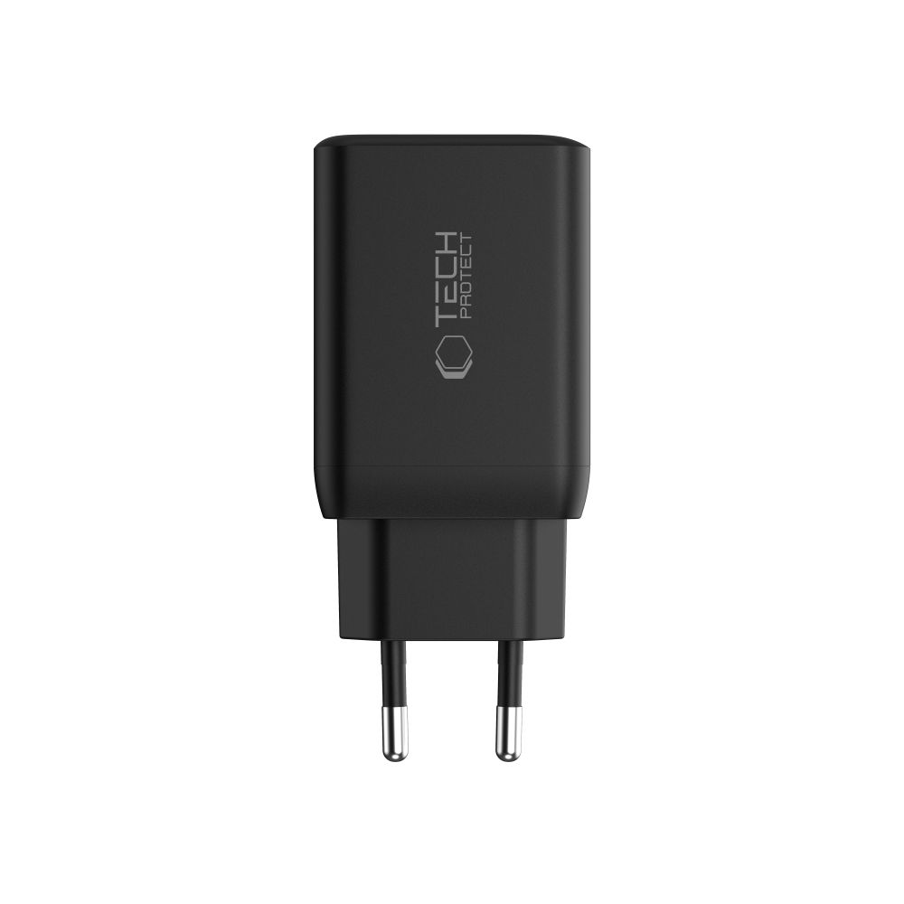 Tech-Protect Tech-Protect 45W PD 2x USB-C Väggladdare Svart - Teknikhallen.se